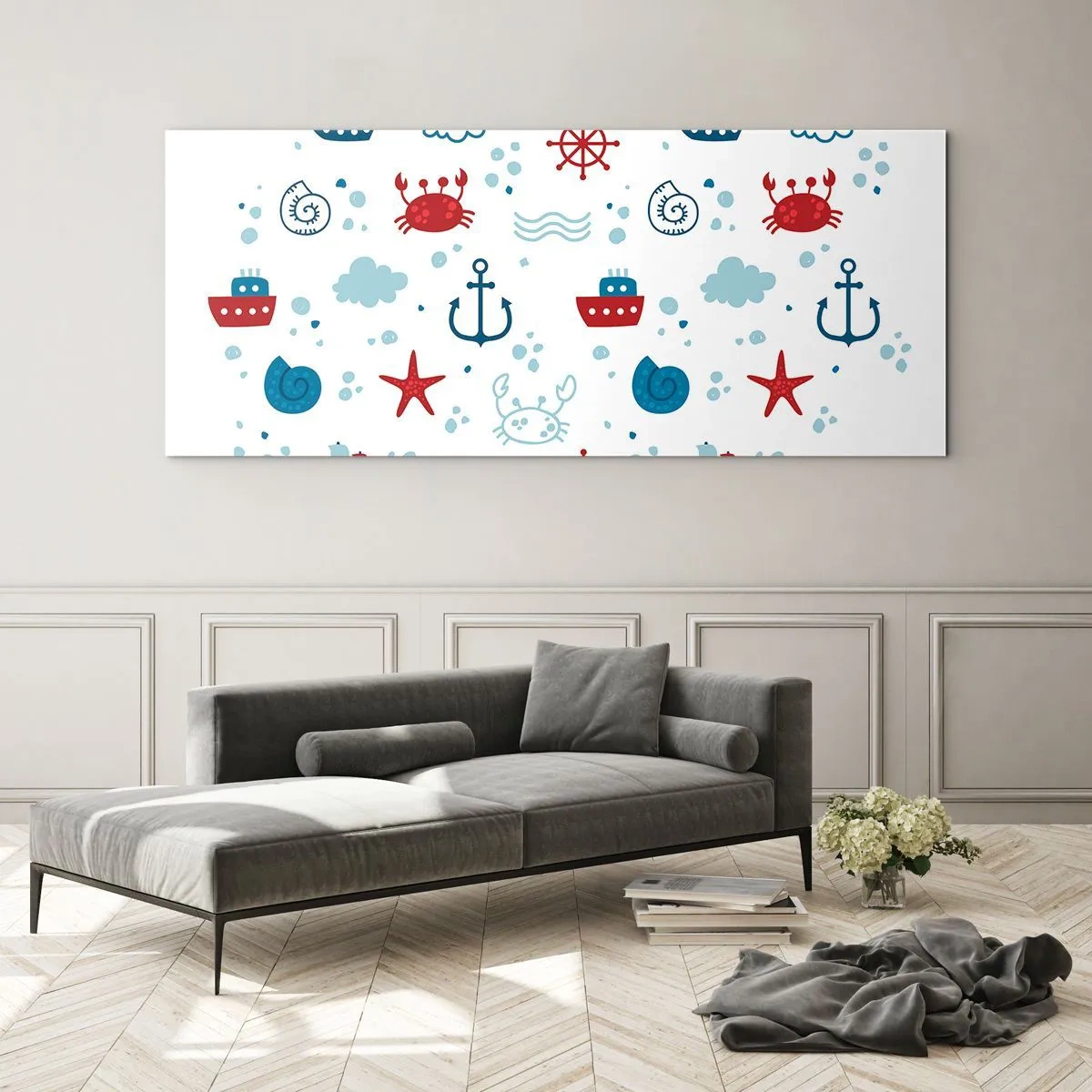 Tablou pe sticlă - O poveste maritimă - 100x40 cm