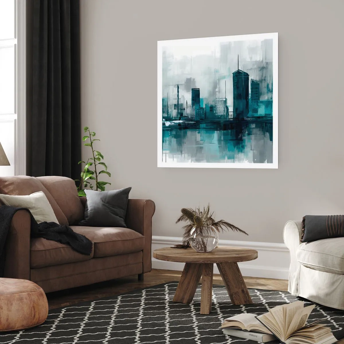 Poster - Un oraș de culoarea ploii - 50x50 cm