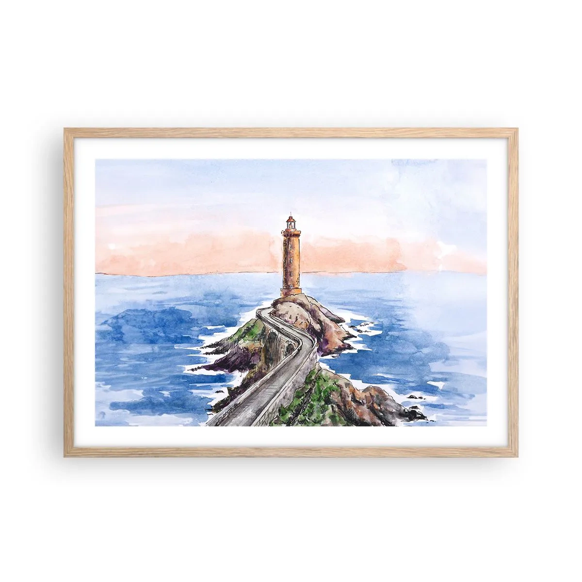 Poster în ramă de stejar deschis - Cu fața la mare - 70x50 cm