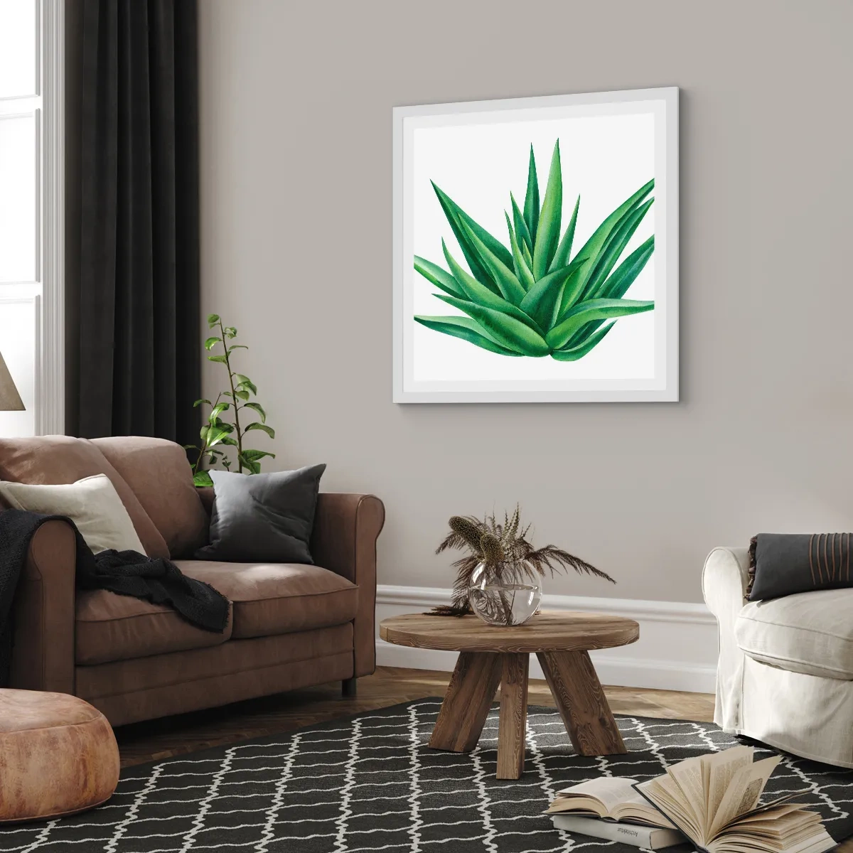 Poster în ramă albă - Verde - putere - viață - 30x30 cm