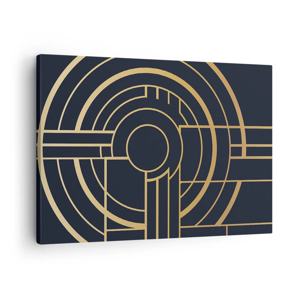 Tablou pe pânză Canvas - Model geometric cu linii aurii - 70x50cm - Întoarcerea lucrurilor - Decorațiune modernă pentru perete pentru living și dormitor ARTTOR