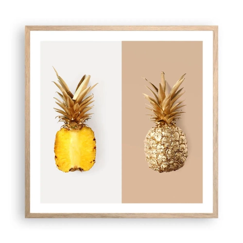 Poster în ramă de stejar deschis - Ananas de împărțit - 60x60 cm