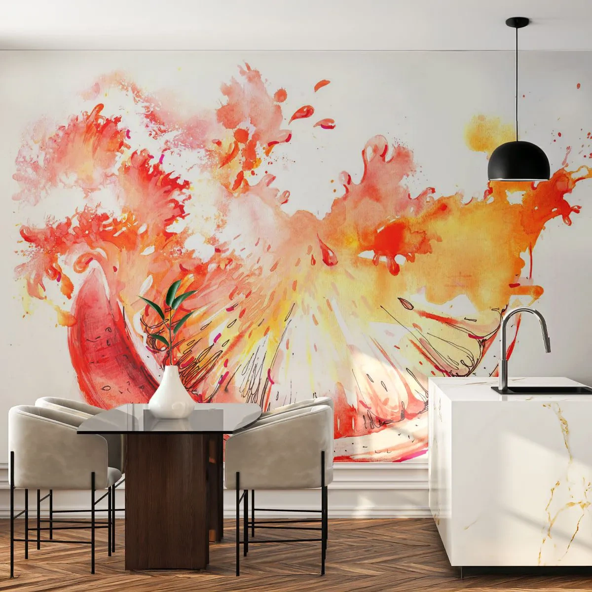 Tapet Premium Sand - Răcoritoare suculentă - Abstracția, Portocale, Grafică - 150x105 cm