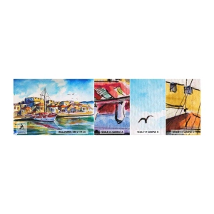 Mostră de Tapet Standard Eco - Curcubeu după-amiază - Port, Iaht, Litoral - 100x30 cm