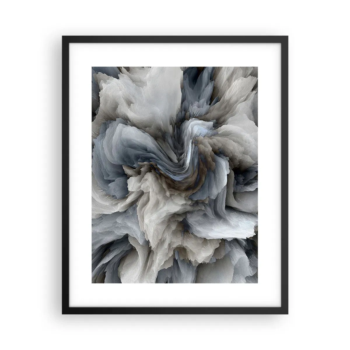 Poster în ramă neagră - Piatră și floare - 40x50 cm