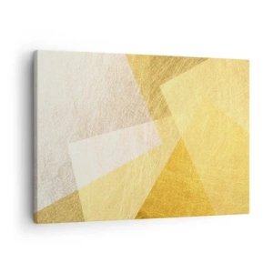 Tablou pe pânză Canvas - Forme geometrice în auriu și nuanțe deschise - 70x50cm - Vremea de geometrie - Decorațiune modernă pentru perete pentru living și dormitor ARTTOR