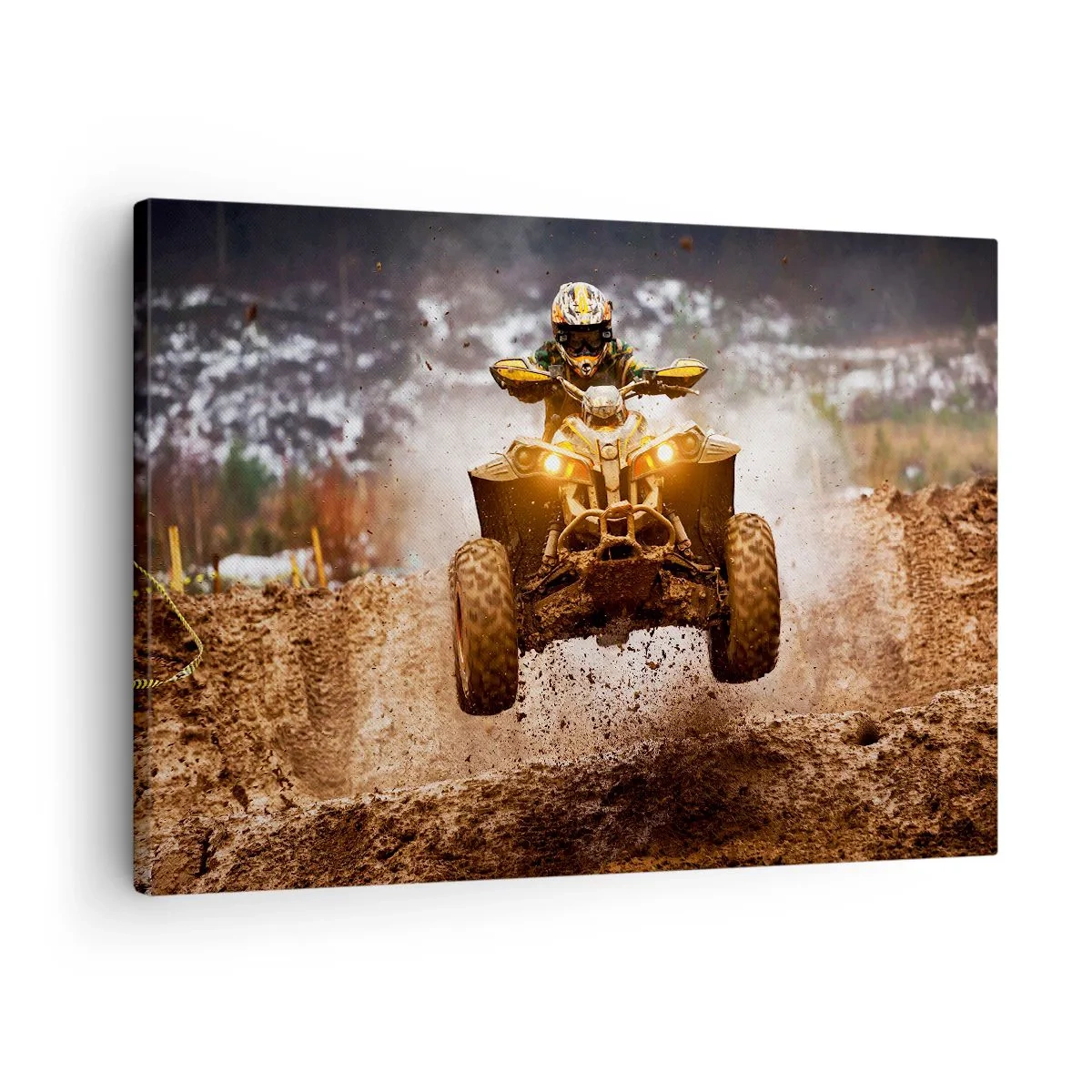 Tablou pe pânză Canvas - ATV extrem pe teren noroios - 70x50cm - No risk no fun - Decorațiune modernă pentru perete pentru living și dormitor ARTTOR