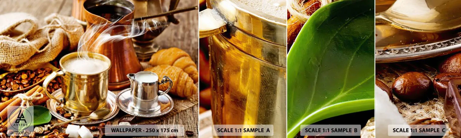 Mostră de Tapet Standard Eco - O zi bună! - Cafea, Gastronomie, Bucătărie - 100x30 cm