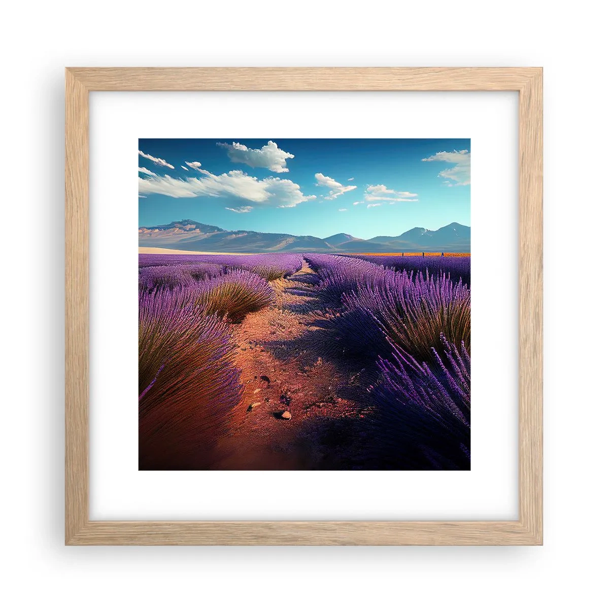 Poster în ramă de stejar deschis - Câmpuri parfumate - 30x30 cm
