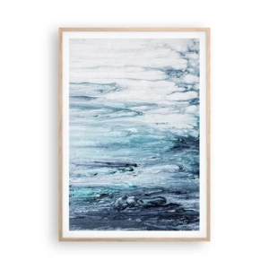 Poster în ramă de stejar deschis - Țurțuri de albastru - 70x100 cm