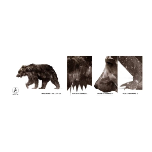 Mostră tapet autocolant Deluxe Sticker - Întotdeauna port blană adevărată! - Animale, Urs, Abstracția - 100x30 cm