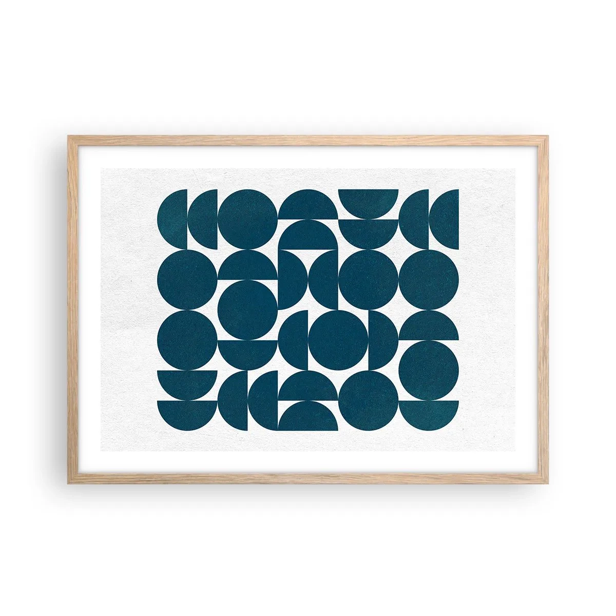 Poster în ramă de stejar deschis - Cercuri și semicercuri - 70x50 cm