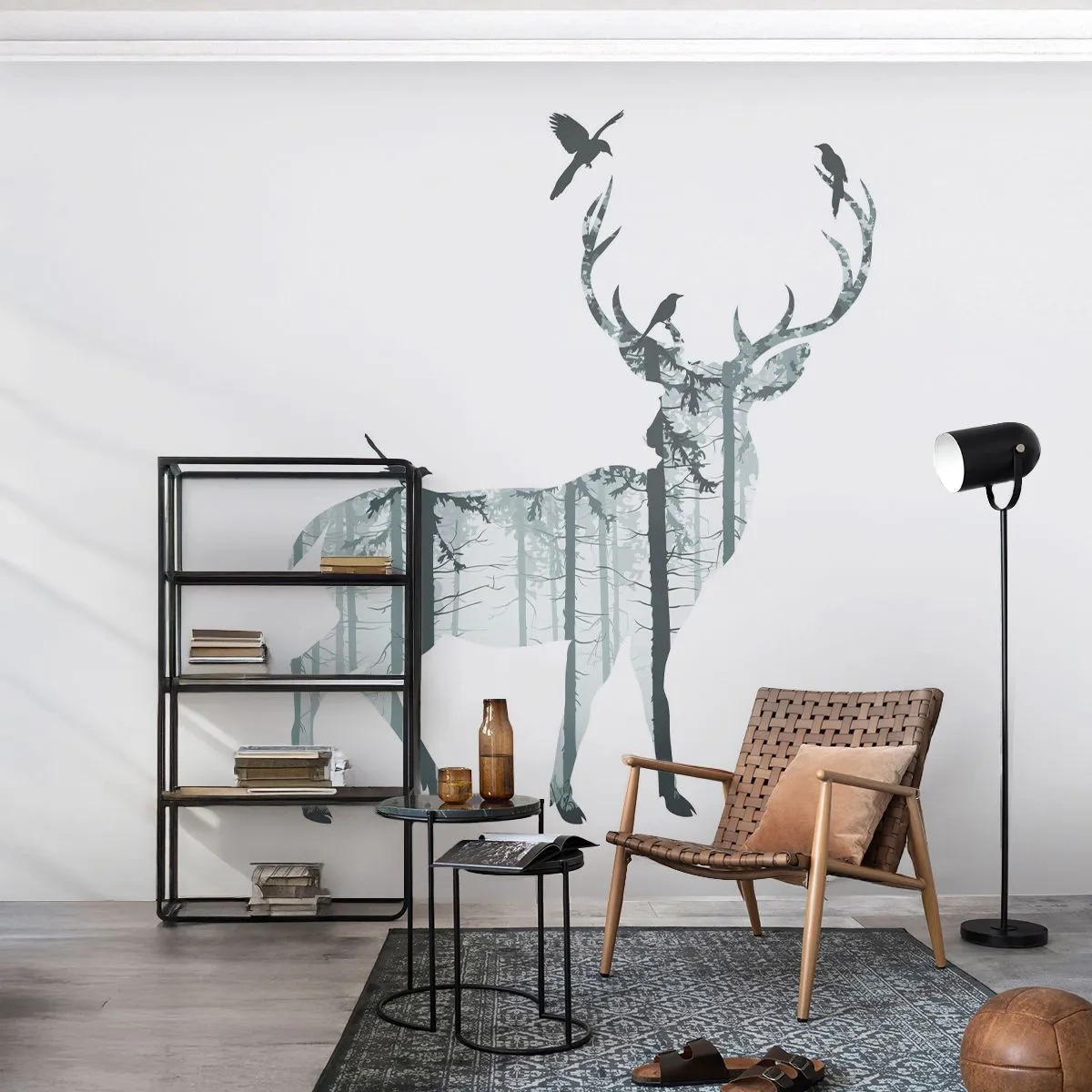 Tapet Standard Eco - Spiritul bun al pădurii - Abstracția, Cerb, Natură - 450x315 cm