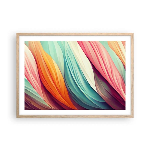 Poster în ramă de stejar deschis - Țesătură de curcubeu - 70x50 cm