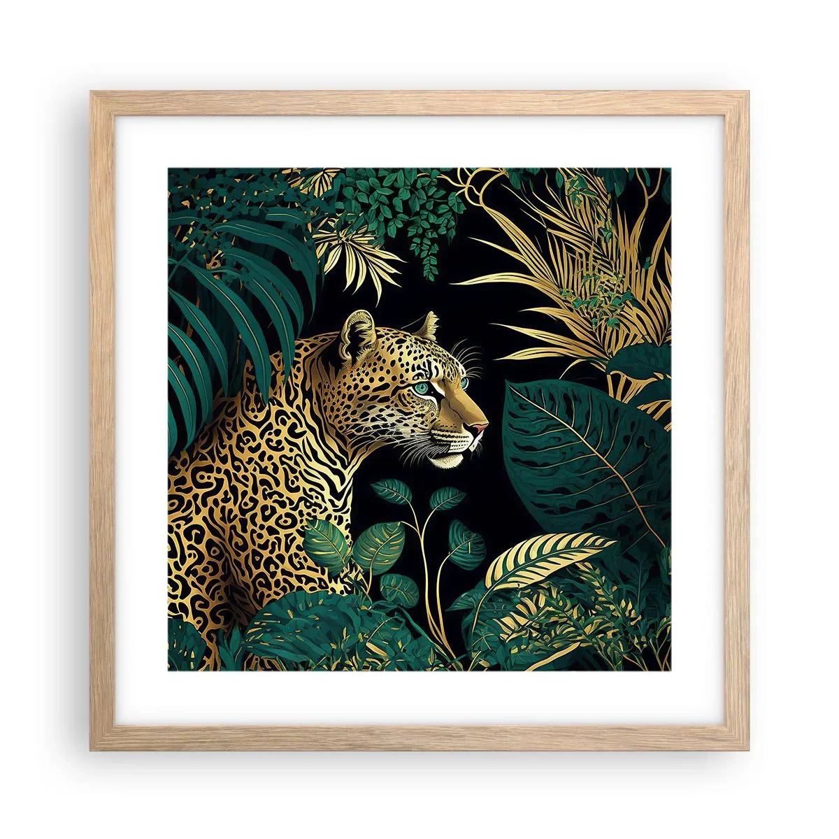 Poster în ramă de stejar deschis - Domnitorul junglei - 40x40 cm