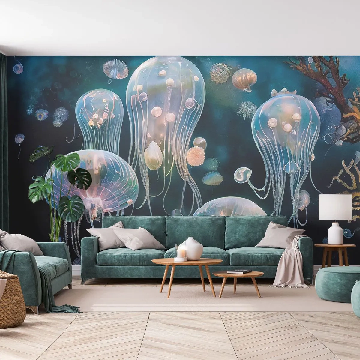 Tapet Standard Eco - Balul subacvatic - meduze, Animale, Adâncimi - 350x256 cm