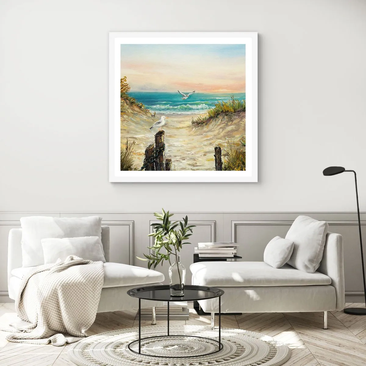 Poster în ramă albă - Retragere fără vânt - 60x60 cm