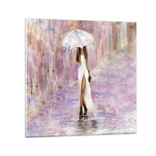 Tablou pe sticlă - În ploaia de liliac - 60x60 cm