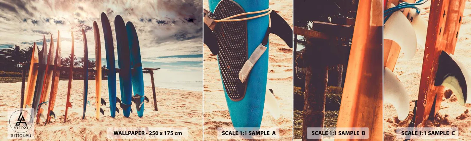 Mostră tapet autocolant Deluxe Sticker - Noapte bună, până mâine - Surfing, Peisaj, Placă de surf - 100x30 cm