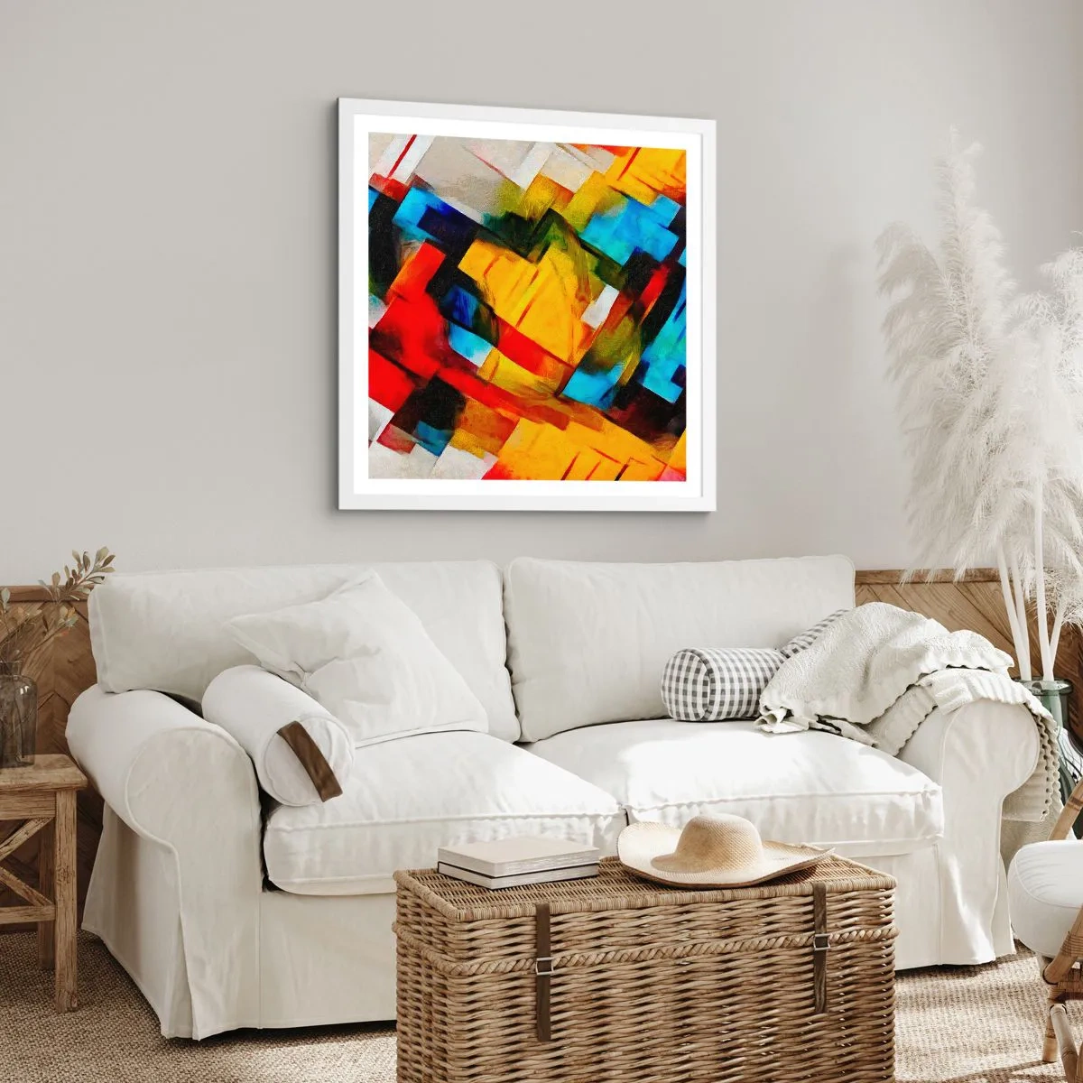 Poster în ramă albă - Sandviș multicolor - 50x50 cm