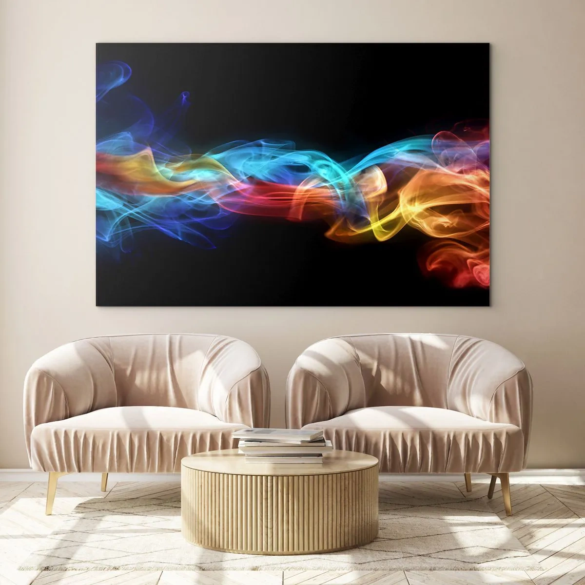 Tablou pe sticlă - Dansul curcubeului în brumă - 120x80 cm