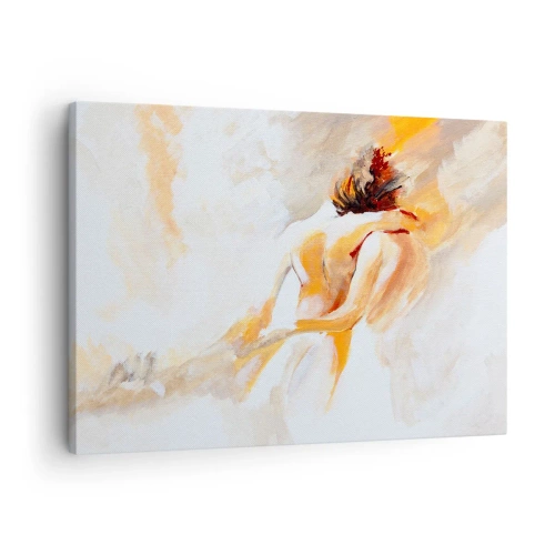 Tablou pe pânză Canvas - Scenă abstractă a unei îmbrățișări romantice - 70x50cm - În cerul proximității - Decorațiune modernă pentru perete pentru living și dormitor ARTTOR