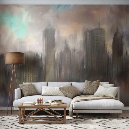 Tapet Premium Canvas - O compoziție de oțel, piatră și ceață - Oraș, Arhitectură, Bucată - 400x280 cm