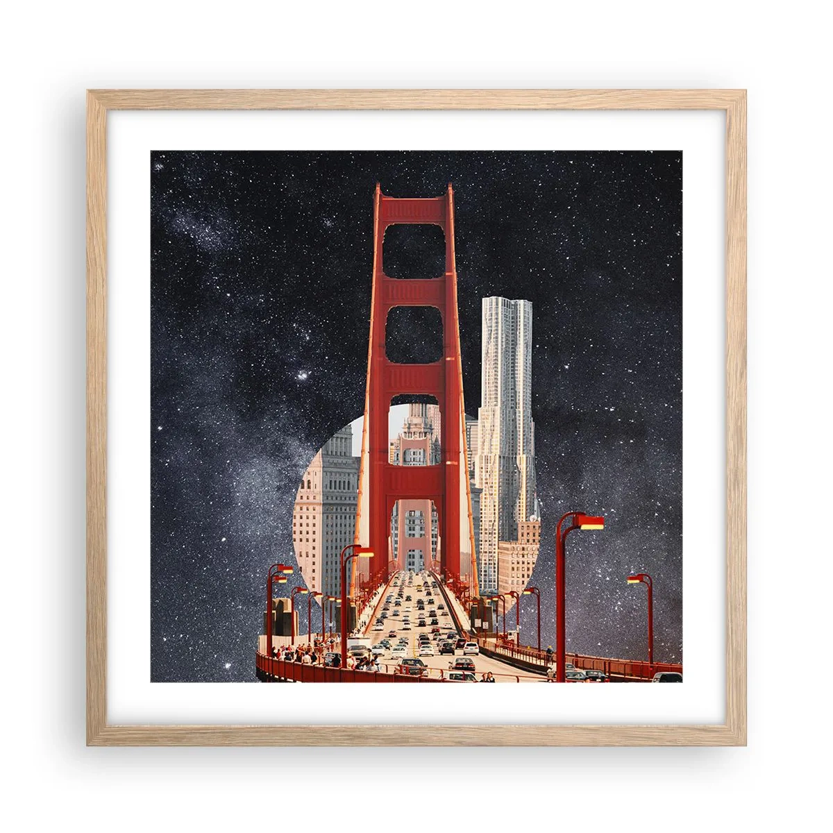 Poster în ramă de stejar deschis - Întotdeauna în centru - 50x50 cm