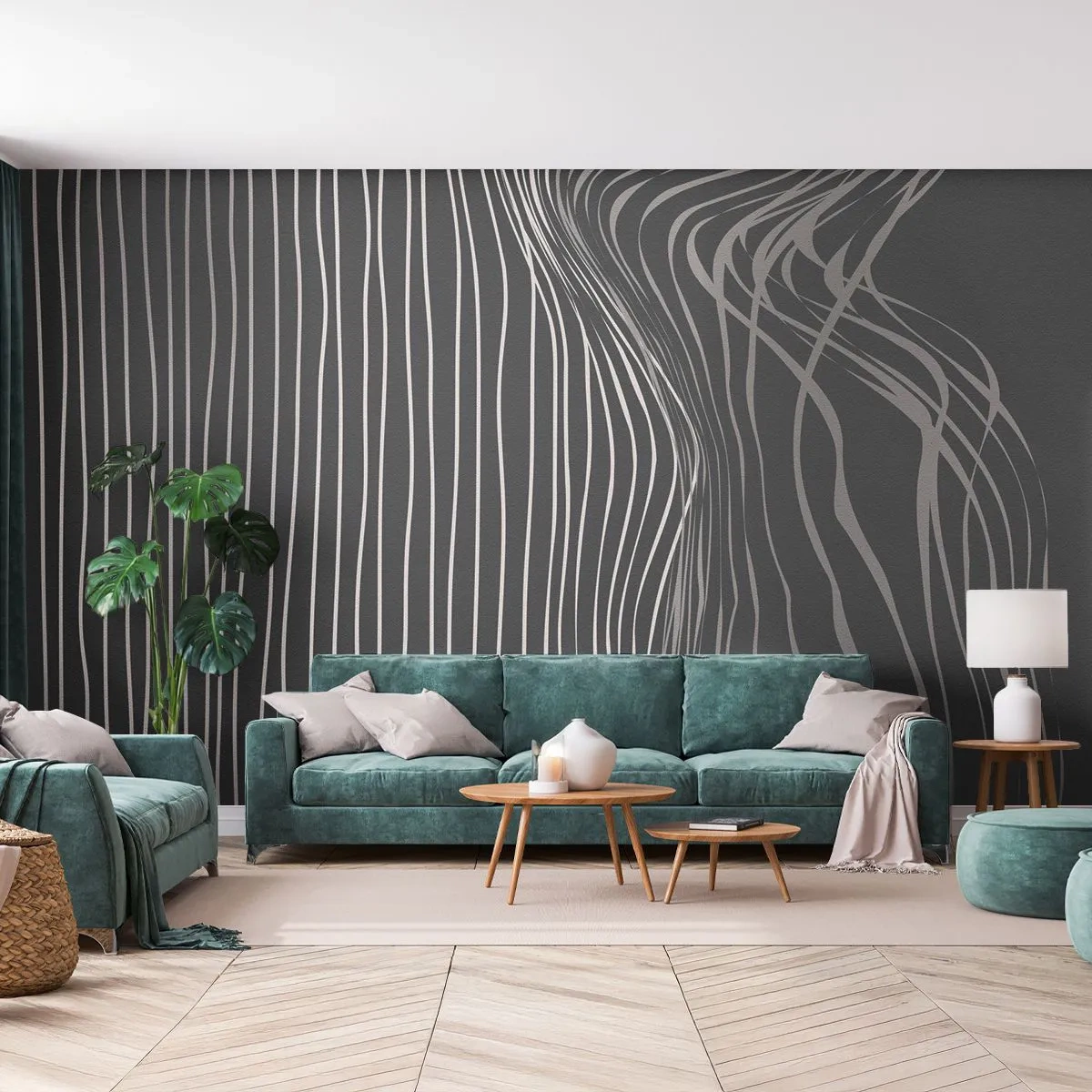 Tapet Autoadeziv Deluxe Sticker - Ritm și accent - Abstracția, Bucată, alb-negru - 250x175 cm