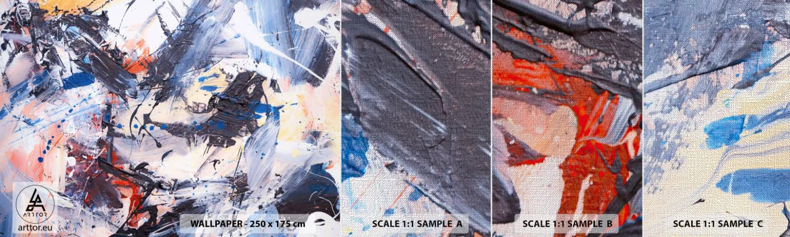 Mostră tapet Premium Canvas - Dansul nebun al abstracției - Abstracția, Bucată, Pictura - 100x30 cm