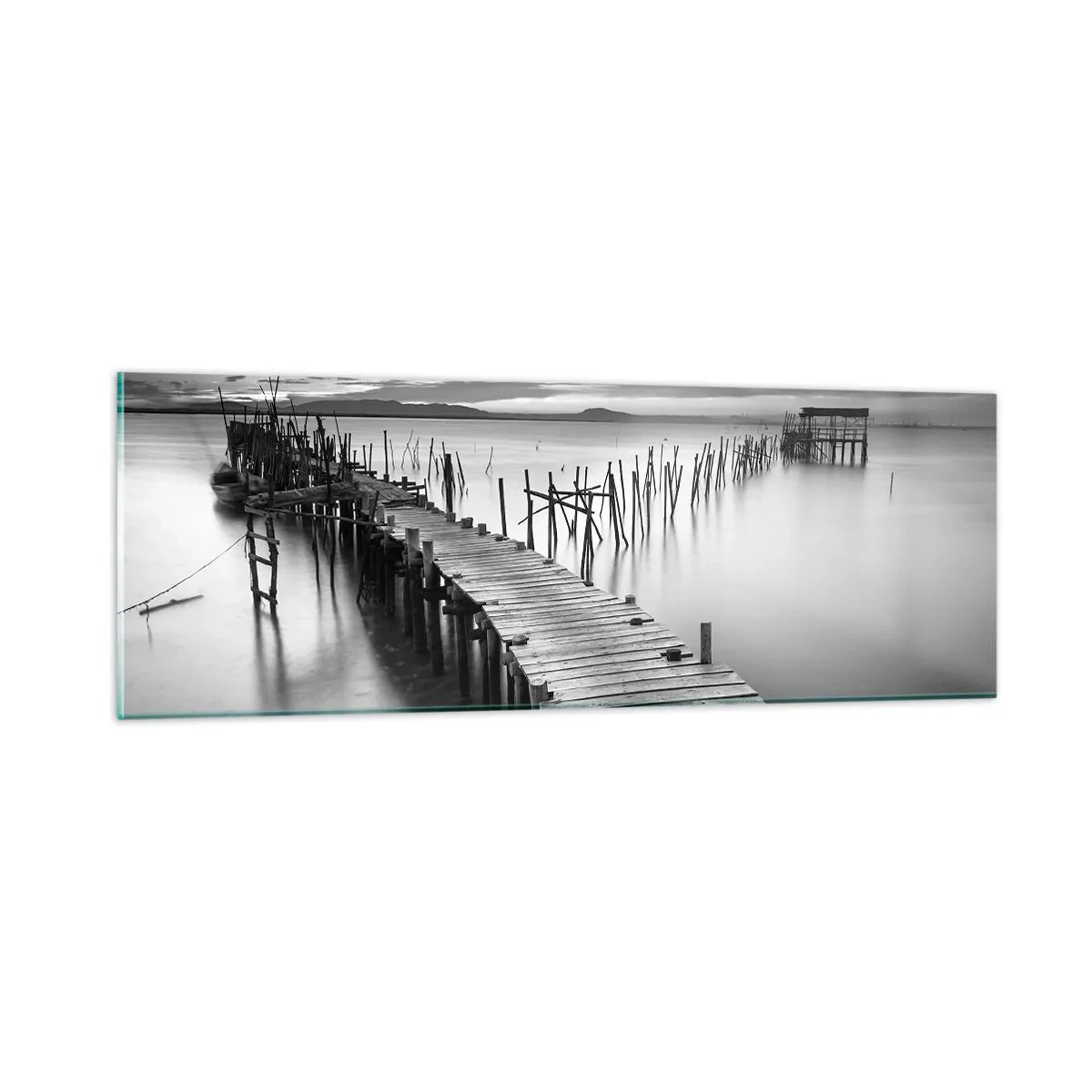 Tablou pe sticlă - Liniștea unui țărm uitat - 90x30 cm