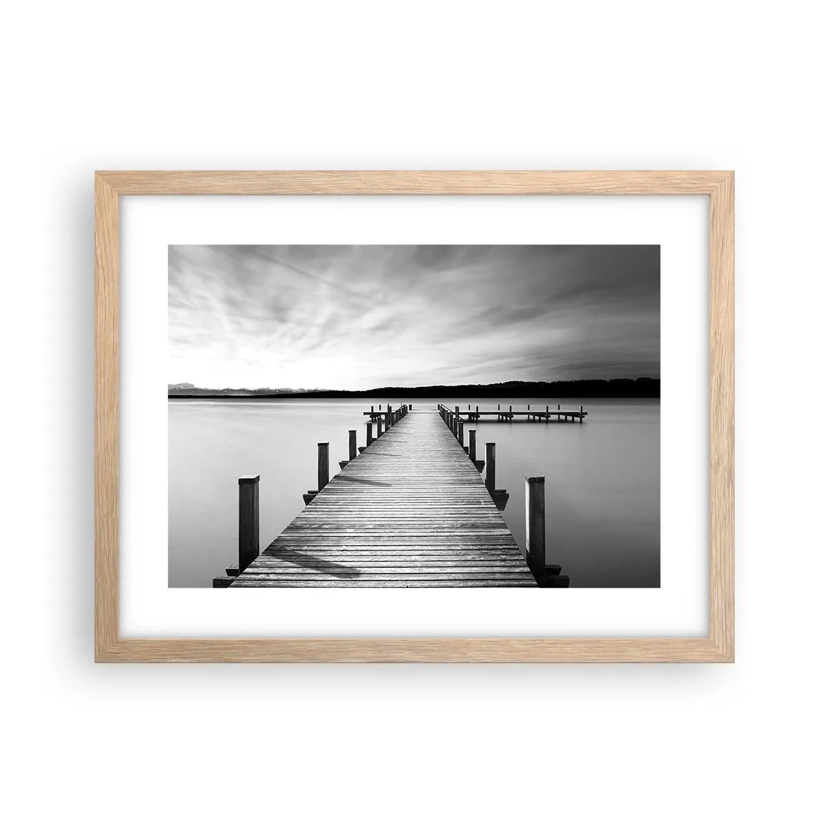 Poster în ramă de stejar deschis - La adăpostul apei - pace - 40x30 cm