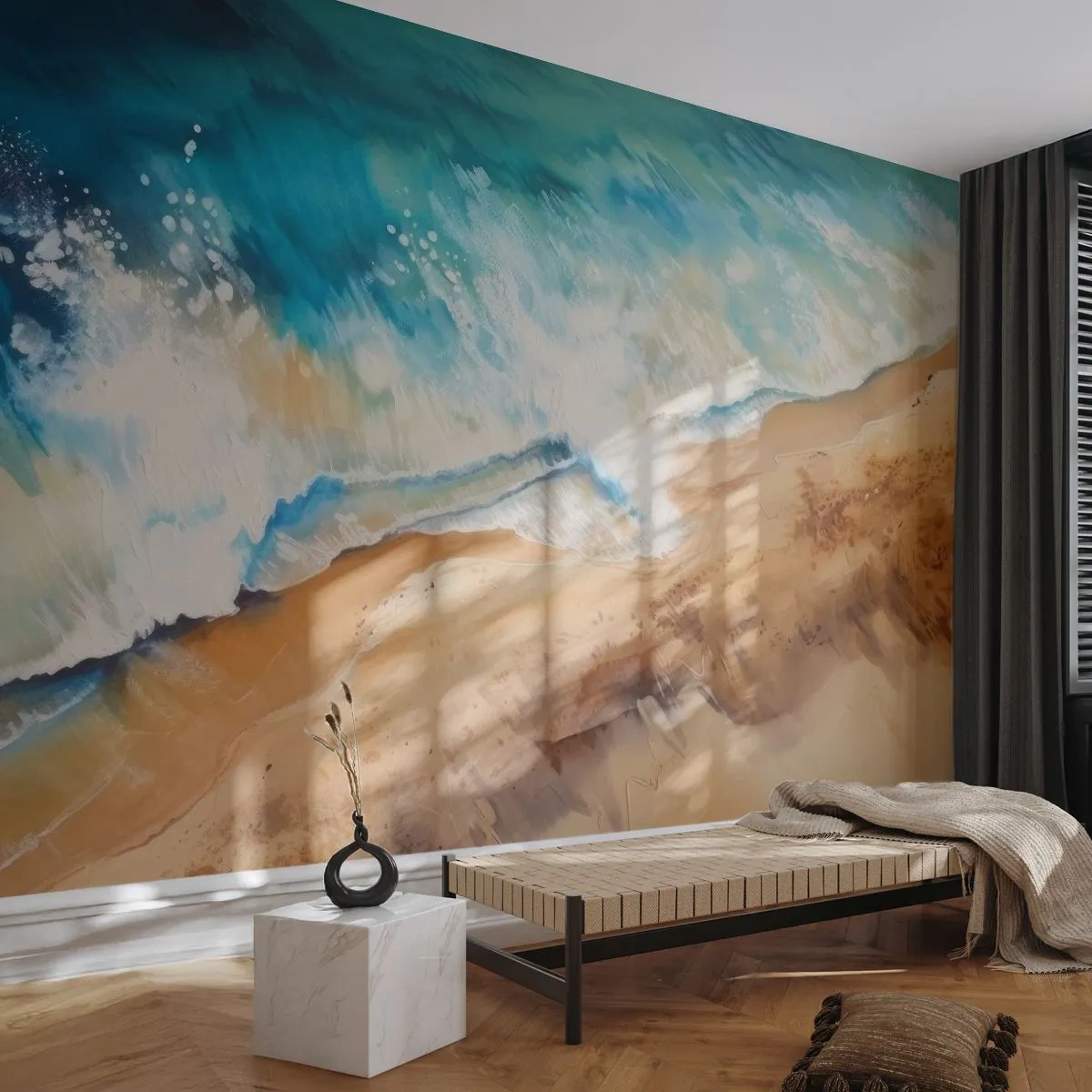 Tapet Premium Sand - Unda de întoarcere - Coasta, Litoral, Ocean - 100x70 cm