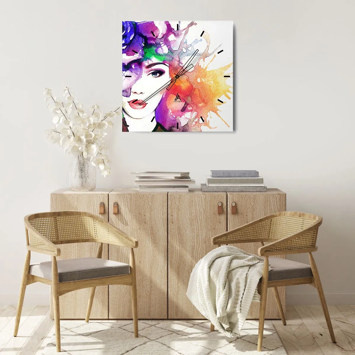 Ceas de perete - Ceas pe sticlă - Cu capul în nori - 30x30 cm