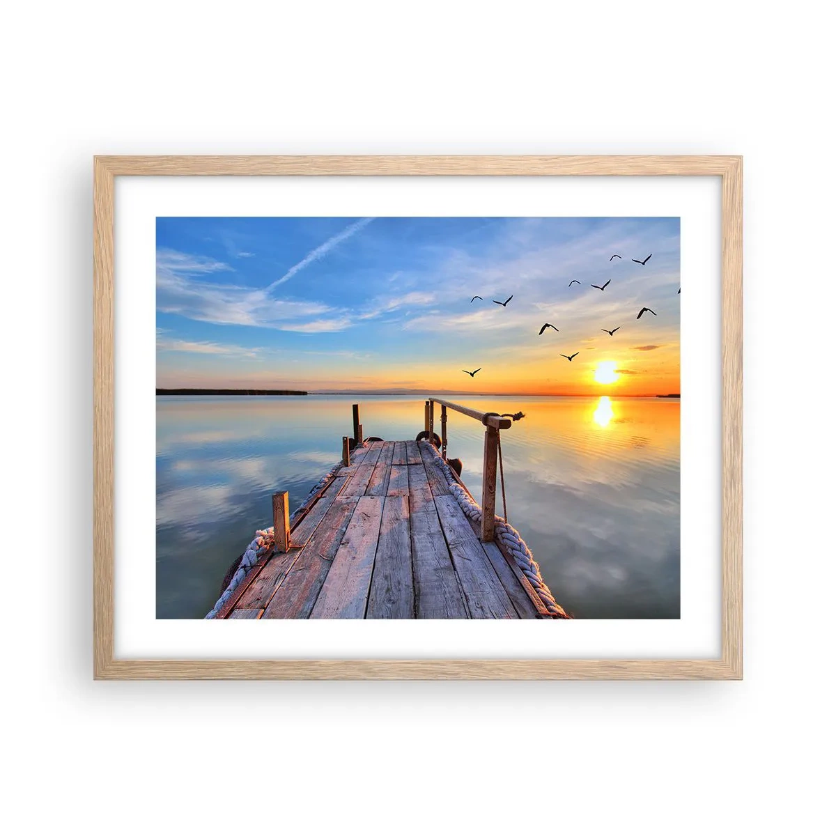 Poster în ramă de stejar deschis - Mergând înainte spre soare - 50x40 cm