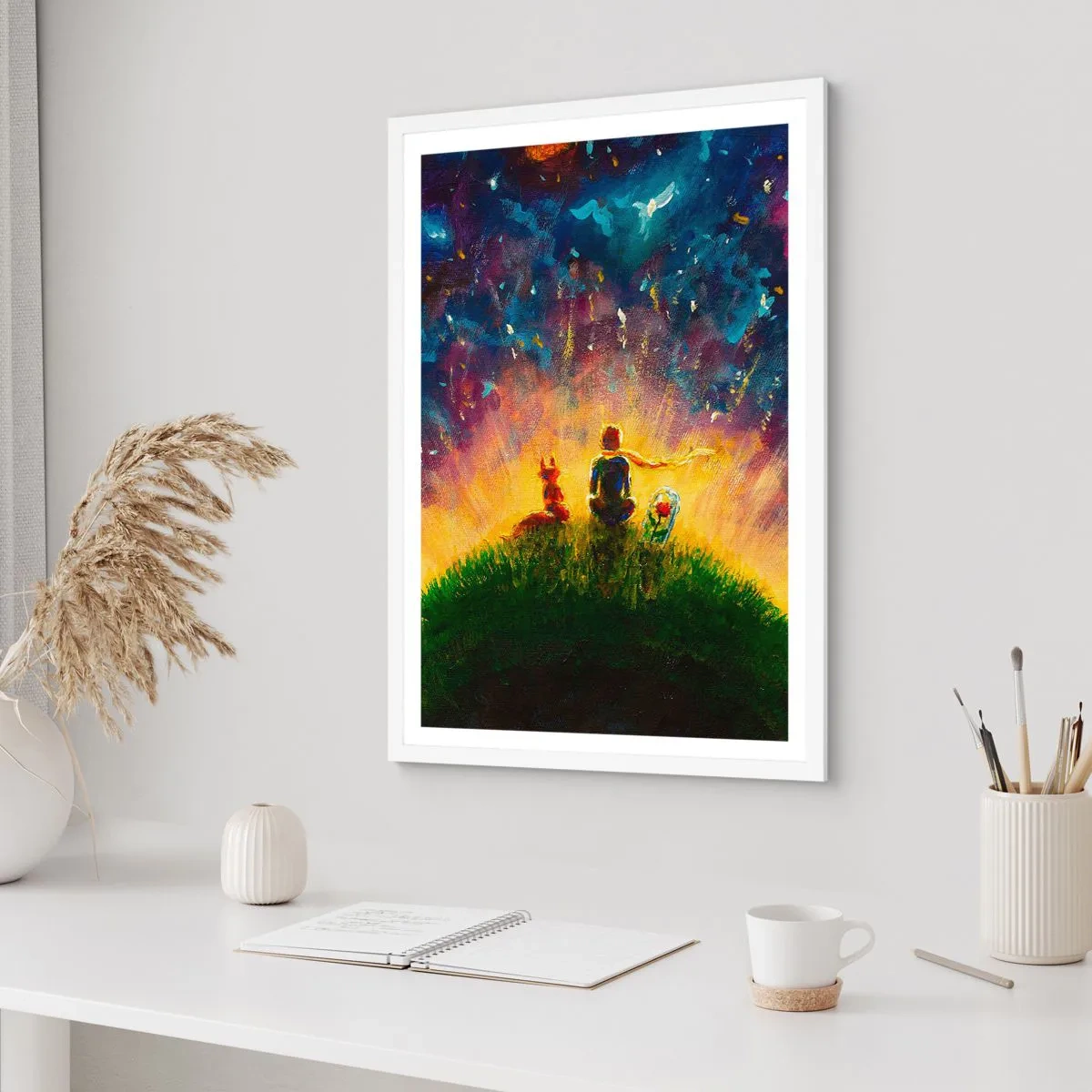 Poster în ramă albă - Dragoste și prietenie - întreaga lume - 70x100 cm