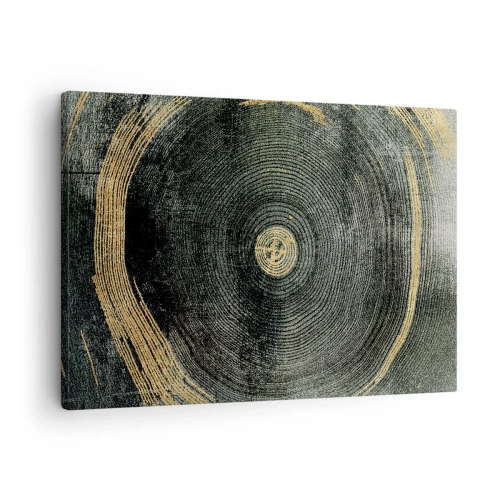 Tablou pe pânză Canvas - Cercuri concentrice cu accente aurii - 70x50cm - Schimbare și persistență - Decorațiune modernă pentru perete pentru living și dormitor ARTTOR