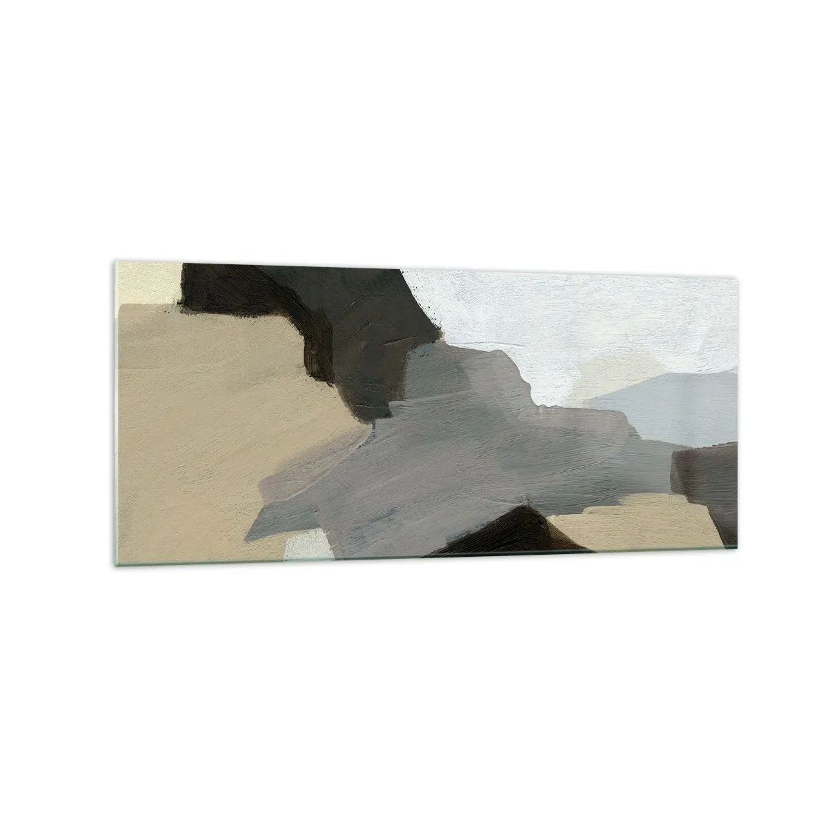 Tablou pe sticlă - Abstracție: despărțirile griului - 120x50 cm