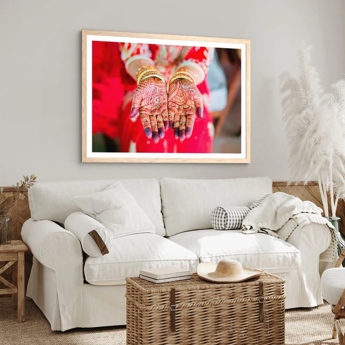 Poster în ramă de stejar deschis - Gata să prindă fericirea - 100x70 cm