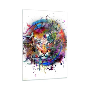 Tablou pe sticlă - Ascunzându-se în spatele voalului curcubeu - 50x70 cm