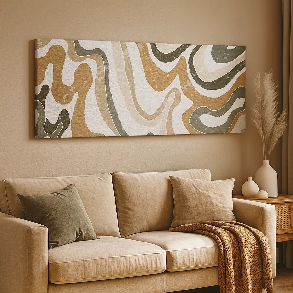 Tablou pe pânză - Meandrele culorilor pământului - 30x30 cm