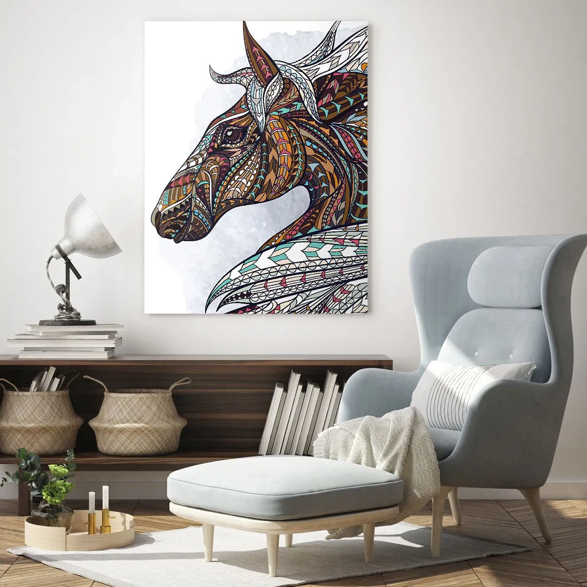 Tablou pe sticlă - Armăsarul războinicului celtic - 70x100 cm