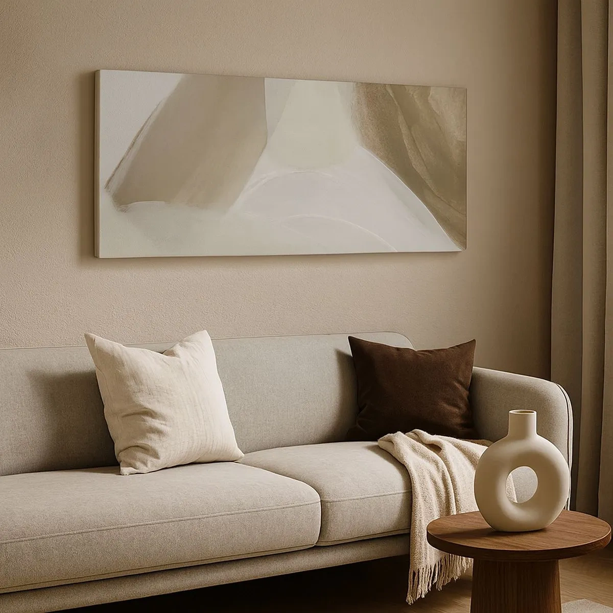 Tablou pe pânză - Val de alb - 100x40 cm