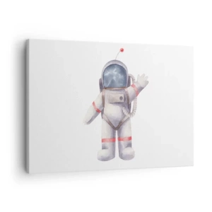 Tablou pe pânză Canvas - Astronaut în stil acuarelă pe fundal alb - 70x50cm - Pe curând! - Decorațiune modernă pentru perete pentru living și dormitor ARTTOR