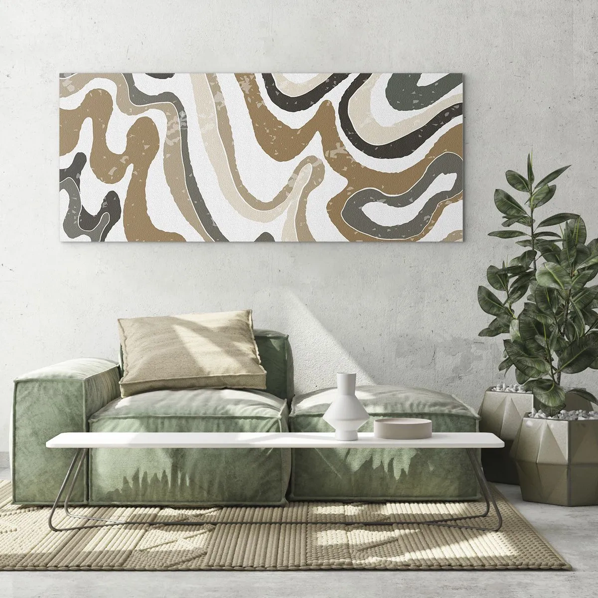 Tablou pe sticlă - Meandrele culorilor pământului - 100x40 cm
