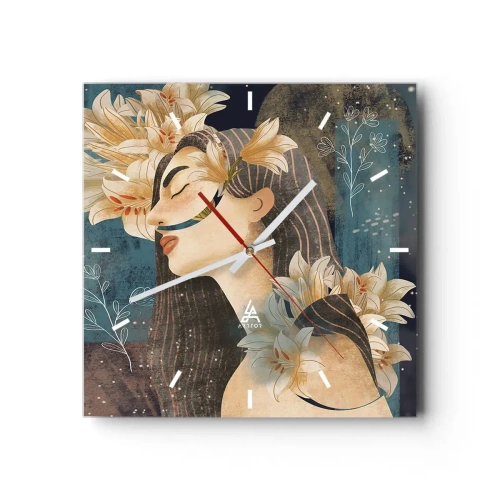 Ceas de perete - Ceas pe sticlă - Povestea prințesei cu crini - 30x30 cm