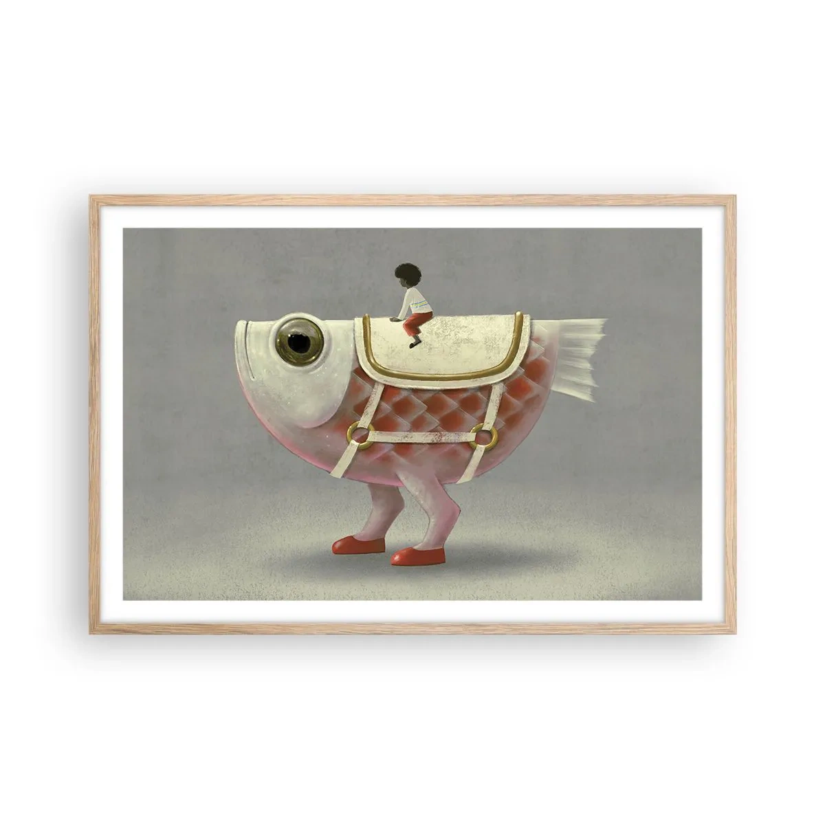 Poster în ramă de stejar deschis - Călărețul Pescărel - 91x61 cm