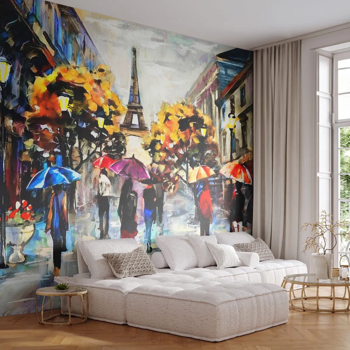 Tapet Autoadeziv Deluxe Sticker - Deosebit de frumos în toamnă - Oraș, Paris, turnul Eiffel - 250x175 cm