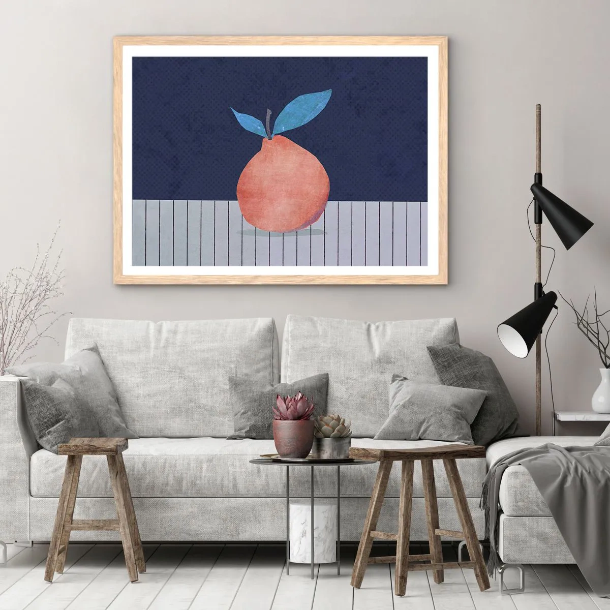 Poster în ramă de stejar deschis - Convexitate și plan - 100x70 cm