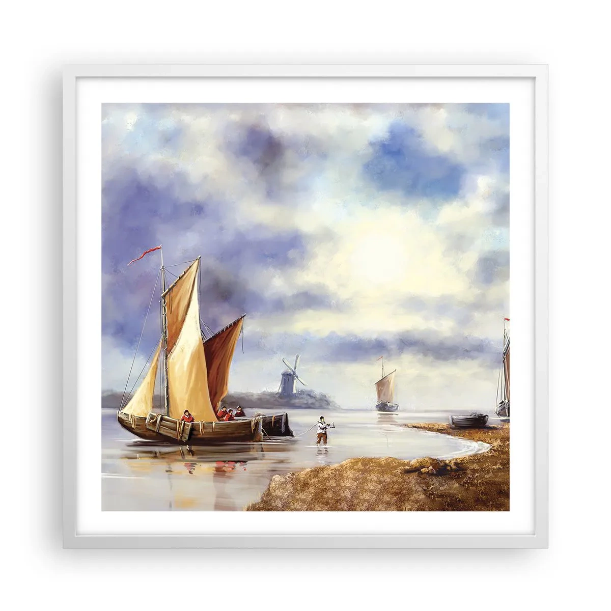 Poster în ramă albă - Întoarcerea marinarilor - 60x60 cm